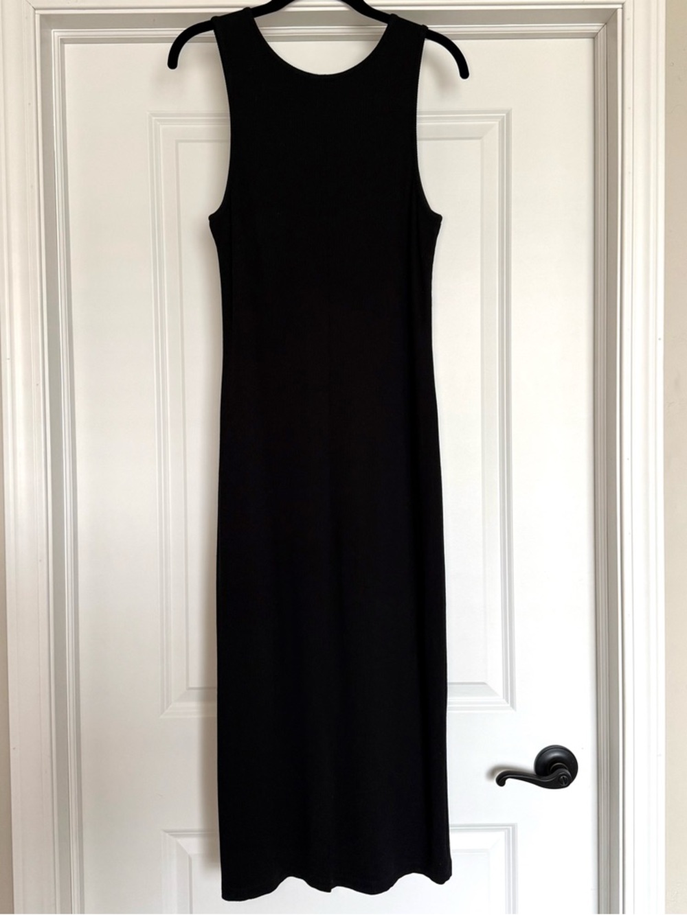 Marine Layer Lexi Daytime Black Ribbed Midi Dress | L - Picture 3 of 10